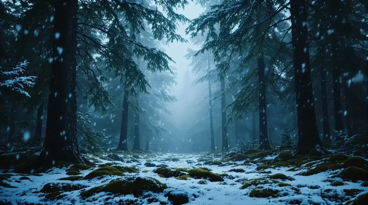 松间雪落小苹果影视冬季雪林剧照